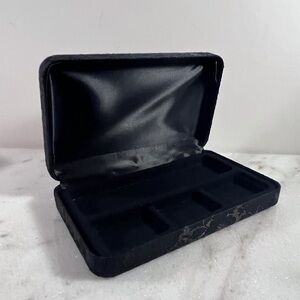 Vintage black floral fabric jewelry box, keepsake box